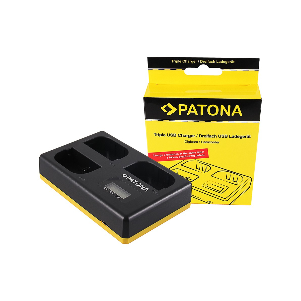 USB Triple Ladegerät f. Canon LP-E6 EOS 5D 60D 60Da 6D 7D EOS70D EOS-70D LP-E6 Mark II inkl. USB Type C Kabel