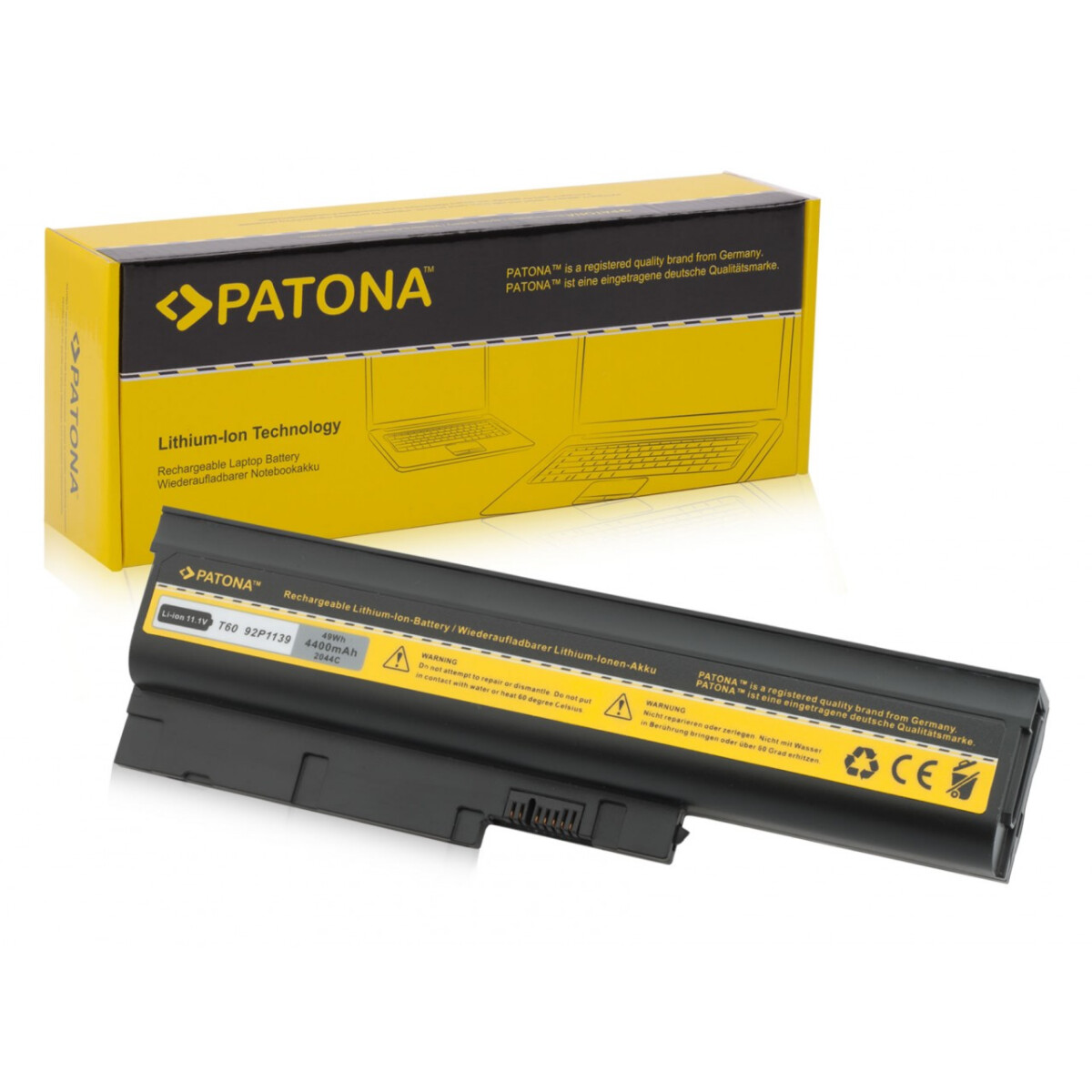 PATONA Akku passend für mit IBM ThinkPad T60 R500 R60e R60e 0656 R60e 0657 R60 – 10,8 Volt 4400 mAh