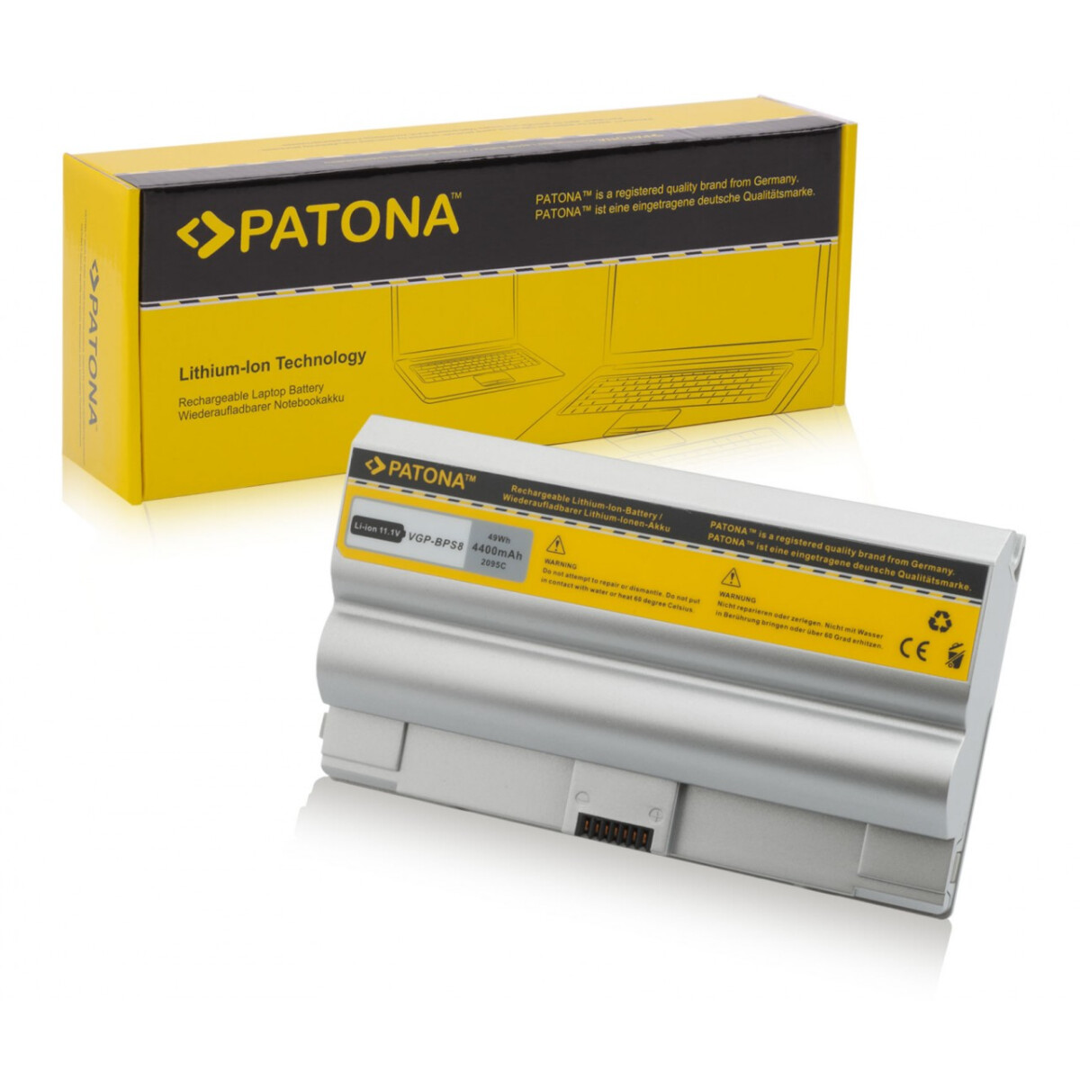 PATONA Akku passend für Sony BPS8 silver without CD VGN FZ11Z FZ130E – 11,1 Volt 4400 mAh
