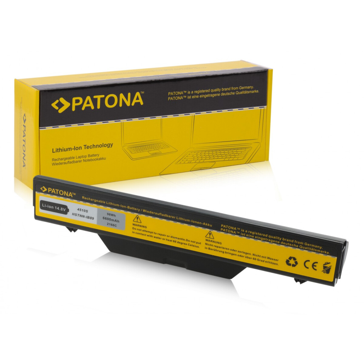 PATONA Akku passend für HP 4510 HSTNN-IB88 Probook 4510S 4510S / CT 4510SCT – 14,8 Volt 6600 mAh