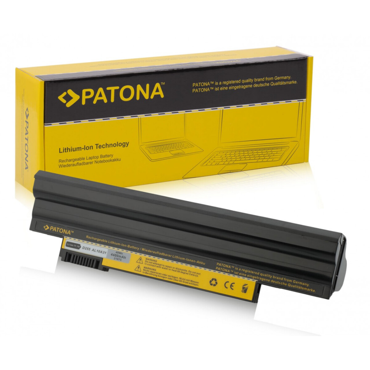 PATONA Akku passend für Acer AL10A31 Aspire One AOD2551134 AOD255-1134 – 11,1 Volt 4400 mAh