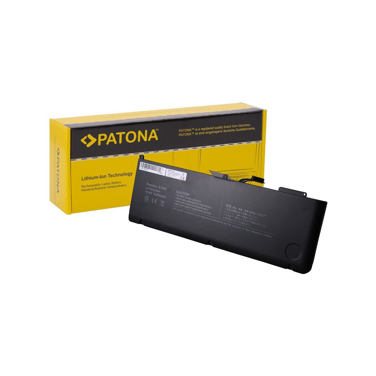 PATONA Akku passend für Apple A1382 Macbook Pro 15.4 Zoll 2.0GHz Core i7 – 10,95 Volt 5200 mAh