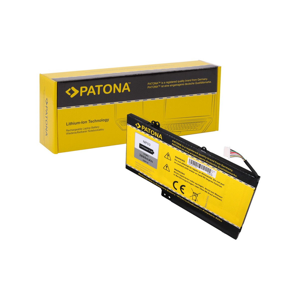 PATONA Akku passend für HP NP03 Pavilion 13 13-A010DX X360 – 11,4 Volt 3800 mAh
