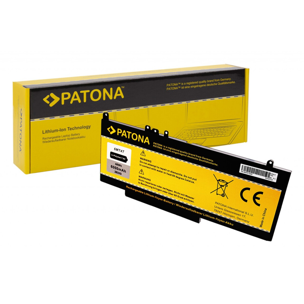 PATONA Akku für Dell Latitude E5250 E5550 3150 3160 6MT4T 8V5GX 7.6V