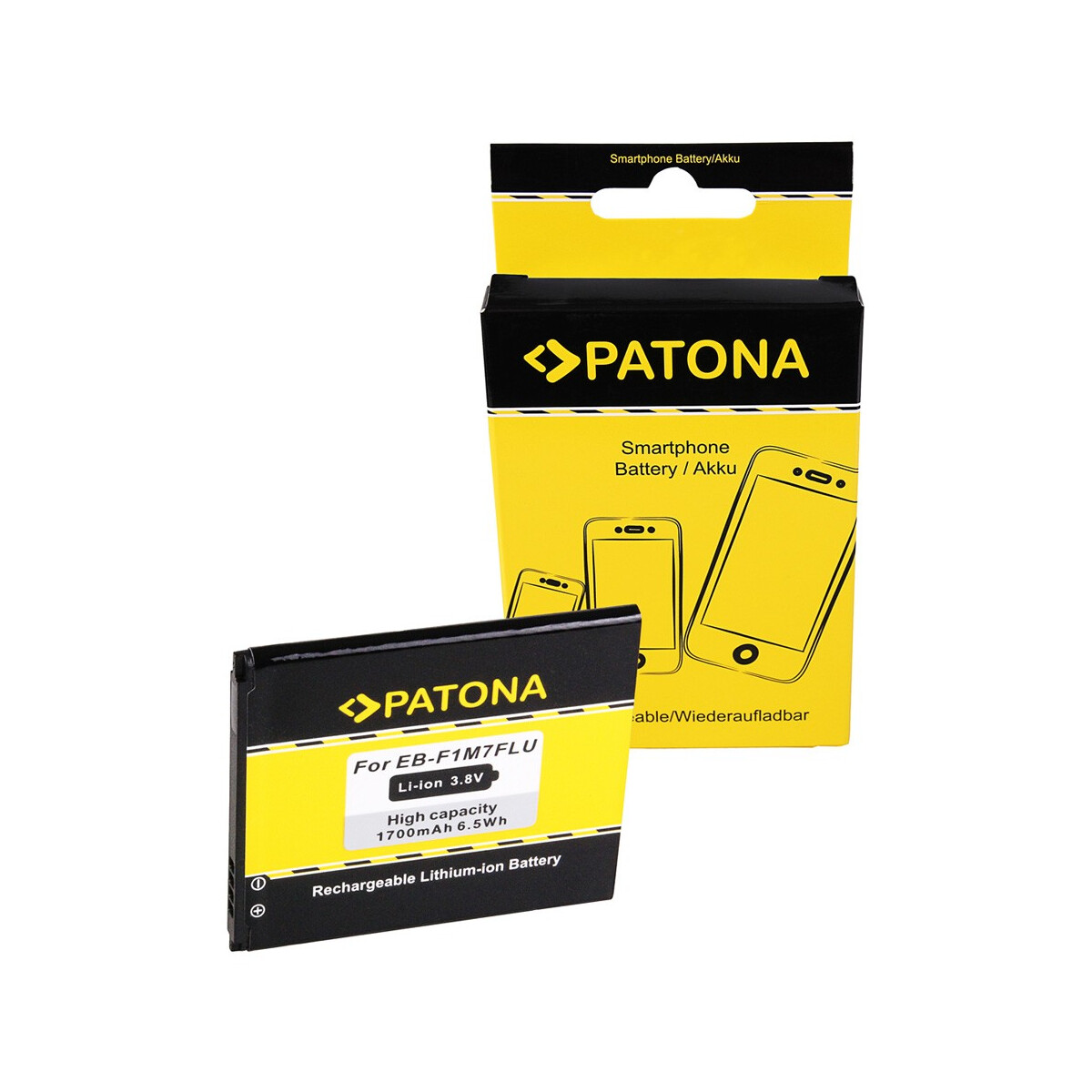 PATONA Akku für Samsung EB425161LU i8160 Galaxy Ace 2 i8190 S7560 – 3,8 Volt 1700 mAh