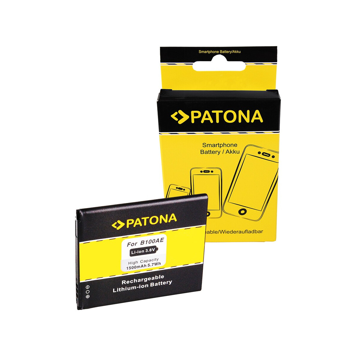 PATONA Akku für Samsung B100AE Galaxy Ace 3 B100AE CSSMS727XL CS-SMS727XL – 3,8 Volt 1500 mAh