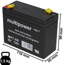 Multipower Blei Akku MP7-6S Pb 6V 7Ah AGM